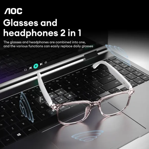 AOC ACN4511 Bluetooth-Audio-Smart-Brille mit Photochromglas, die sich bei Sonnenlicht verdunkelt, Surround-Sound und Mikrofon, unterstützt Musik & Anrufe, ideales Geschenk für Männer & Frauen - Image 4