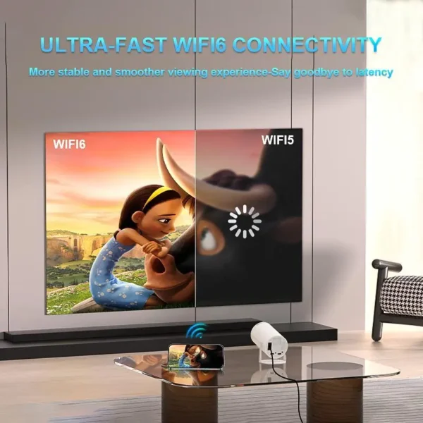 Tragbarer Projektor für den Außenbereich, intelligenter 2.4/5G WiFi-Projektor, 360 °, 4K, HD, LED, 200-Zoll-Bildschirm, integrierter Lautsprecher, Heimvideoprojektor für das Schlafzimmer - Image 8