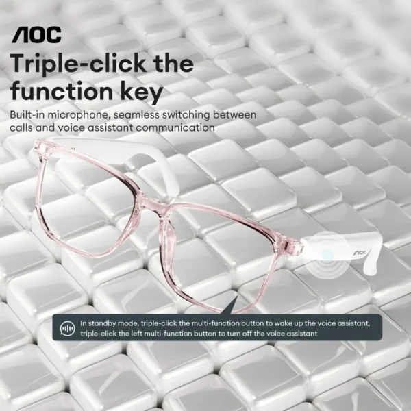 AOC ACN4511 Bluetooth-Audio-Smart-Brille mit Photochromglas, die sich bei Sonnenlicht verdunkelt, Surround-Sound und Mikrofon, unterstützt Musik & Anrufe, ideales Geschenk für Männer & Frauen - Image 2