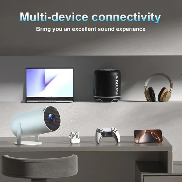 Tragbarer Projektor für den Außenbereich, intelligenter 2.4/5G WiFi-Projektor, 360 °, 4K, HD, LED, 200-Zoll-Bildschirm, integrierter Lautsprecher, Heimvideoprojektor für das Schlafzimmer - Image 9