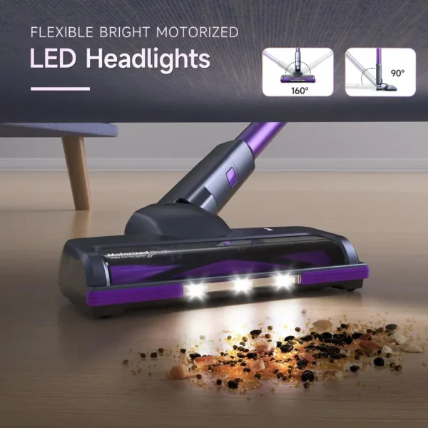 Lubluelu-Cordless Self-Standing Vacuum Cleaner, 25KPa leistungsstarke Saugkraft, 220W Stick Hoover für Tierhaare, Hartböden und Teppiche, 600ml Mülleimer - Image 6
