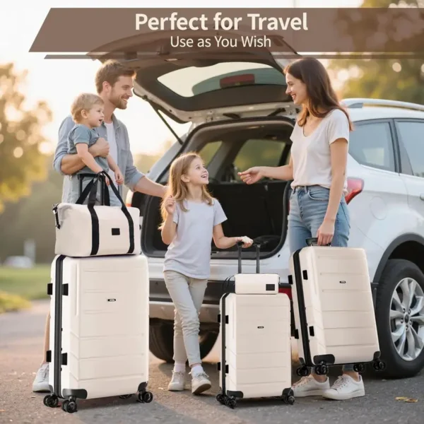 Kono 5-teiliges Hartschalen-Gepäckset – leichtes ABS, 12", 20", 24", 28" Koffer, TSA-Schlösser, 4-Rad-Drehrollen – stilvoll für Reisen - Image 7