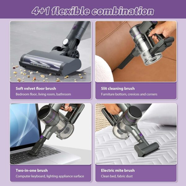 Lubluelu-Cordless Self-Standing Vacuum Cleaner, 25KPa leistungsstarke Saugkraft, 220W Stick Hoover für Tierhaare, Hartböden und Teppiche, 600ml Mülleimer - Image 8