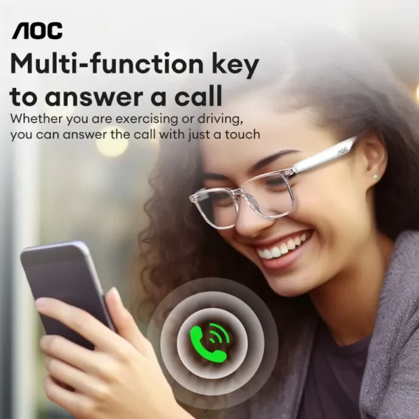 AOC ACN4511 Bluetooth-Audio-Smart-Brille mit Photochromglas, die sich bei Sonnenlicht verdunkelt, Surround-Sound und Mikrofon, unterstützt Musik & Anrufe, ideales Geschenk für Männer & Frauen - Image 3