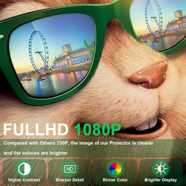 Tragbarer Projektor für den Außenbereich, intelligenter 2.4/5G WiFi-Projektor, 360 °, 4K, HD, LED, 200-Zoll-Bildschirm, integrierter Lautsprecher, Heimvideoprojektor für das Schlafzimmer - Image 4