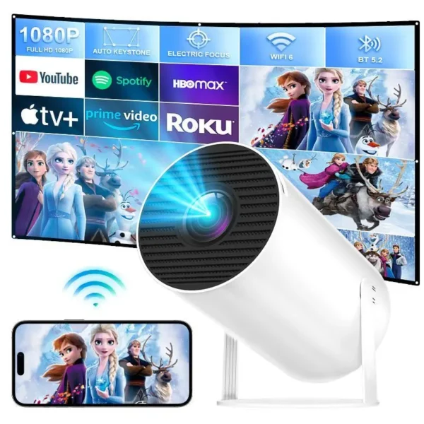 Tragbarer Projektor für den Außenbereich, intelligenter 2.4/5G WiFi-Projektor, 360 °, 4K, HD, LED, 200-Zoll-Bildschirm, integrierter Lautsprecher, Heimvideoprojektor für das Schlafzimmer - Image 2