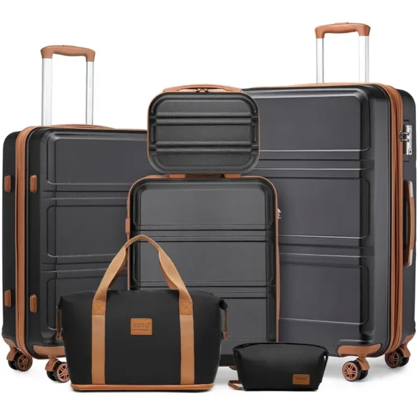 Kono 5-teiliges Hartschalen-Gepäckset – leichtes ABS, 12", 20", 24", 28" Koffer, TSA-Schlösser, 4-Rad-Drehrollen – stilvoll für Reisen - Image 2