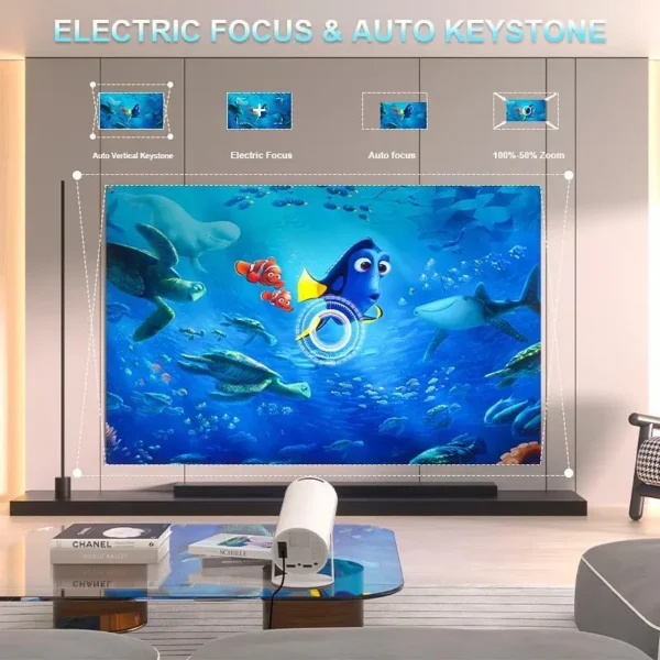 Tragbarer Projektor für den Außenbereich, intelligenter 2.4/5G WiFi-Projektor, 360 °, 4K, HD, LED, 200-Zoll-Bildschirm, integrierter Lautsprecher, Heimvideoprojektor für das Schlafzimmer - Image 3