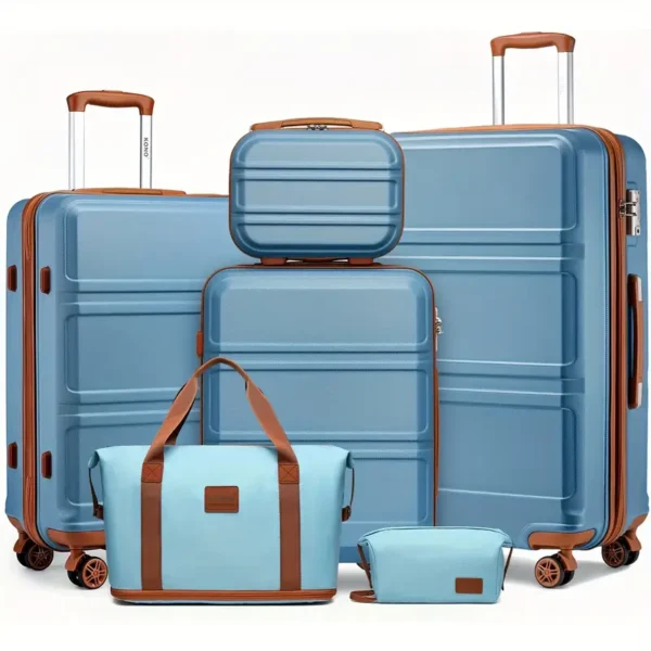 Kono 5-teiliges Hartschalen-Gepäckset – leichtes ABS, 12", 20", 24", 28" Koffer, TSA-Schlösser, 4-Rad-Drehrollen – stilvoll für Reisen - Image 5