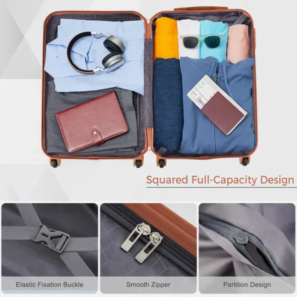 Kono 5-teiliges Hartschalen-Gepäckset – leichtes ABS, 12", 20", 24", 28" Koffer, TSA-Schlösser, 4-Rad-Drehrollen – stilvoll für Reisen - Image 12
