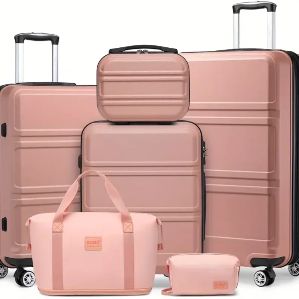 Kono 5-teiliges Hartschalen-Gepäckset – leichtes ABS, 12", 20", 24", 28" Koffer, TSA-Schlösser, 4-Rad-Drehrollen – stilvoll für Reisen - Image 4