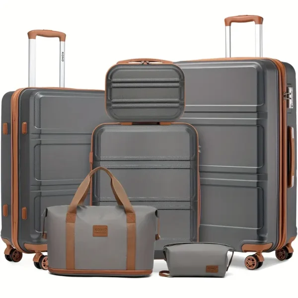 Kono 5-teiliges Hartschalen-Gepäckset – leichtes ABS, 12", 20", 24", 28" Koffer, TSA-Schlösser, 4-Rad-Drehrollen – stilvoll für Reisen - Image 3
