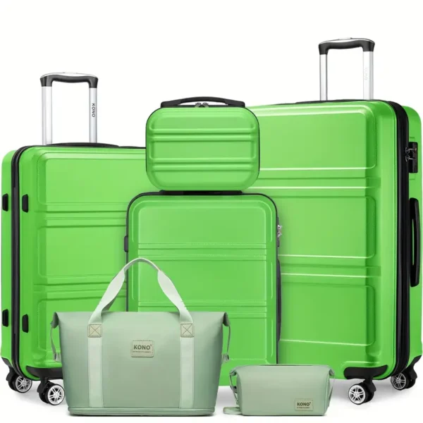 Kono 5-teiliges Hartschalen-Gepäckset – leichtes ABS, 12", 20", 24", 28" Koffer, TSA-Schlösser, 4-Rad-Drehrollen – stilvoll für Reisen - Image 6